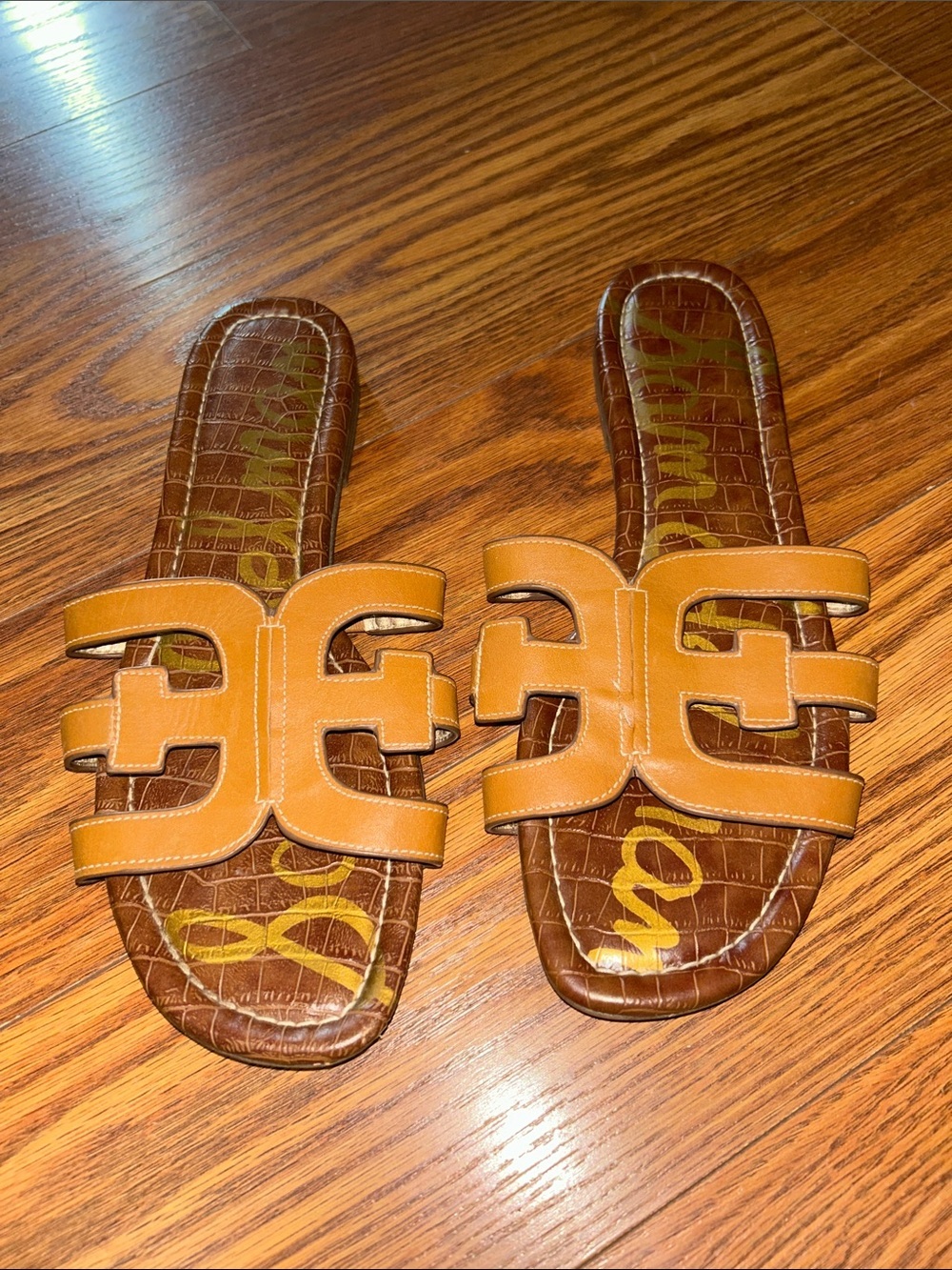 Sam Edelman Flat Classic Bay Slide Sandal Saddle Leather Women's Size 10